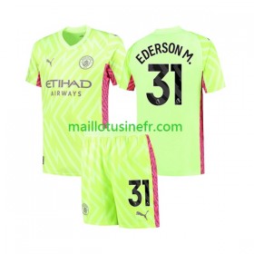 Maillot de Foot Manchester City Ederson Moraes 31 Gardien Troisième 2023-24 - Enfant